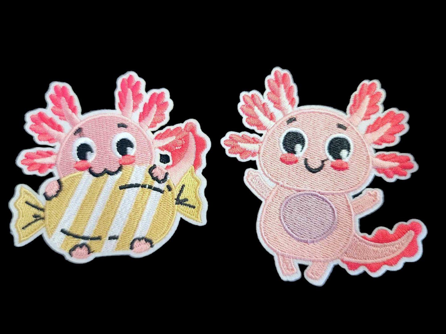 Pink Axolotl Embroidered Patches