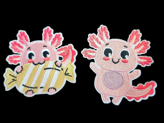 Pink Axolotl Embroidered Patches
